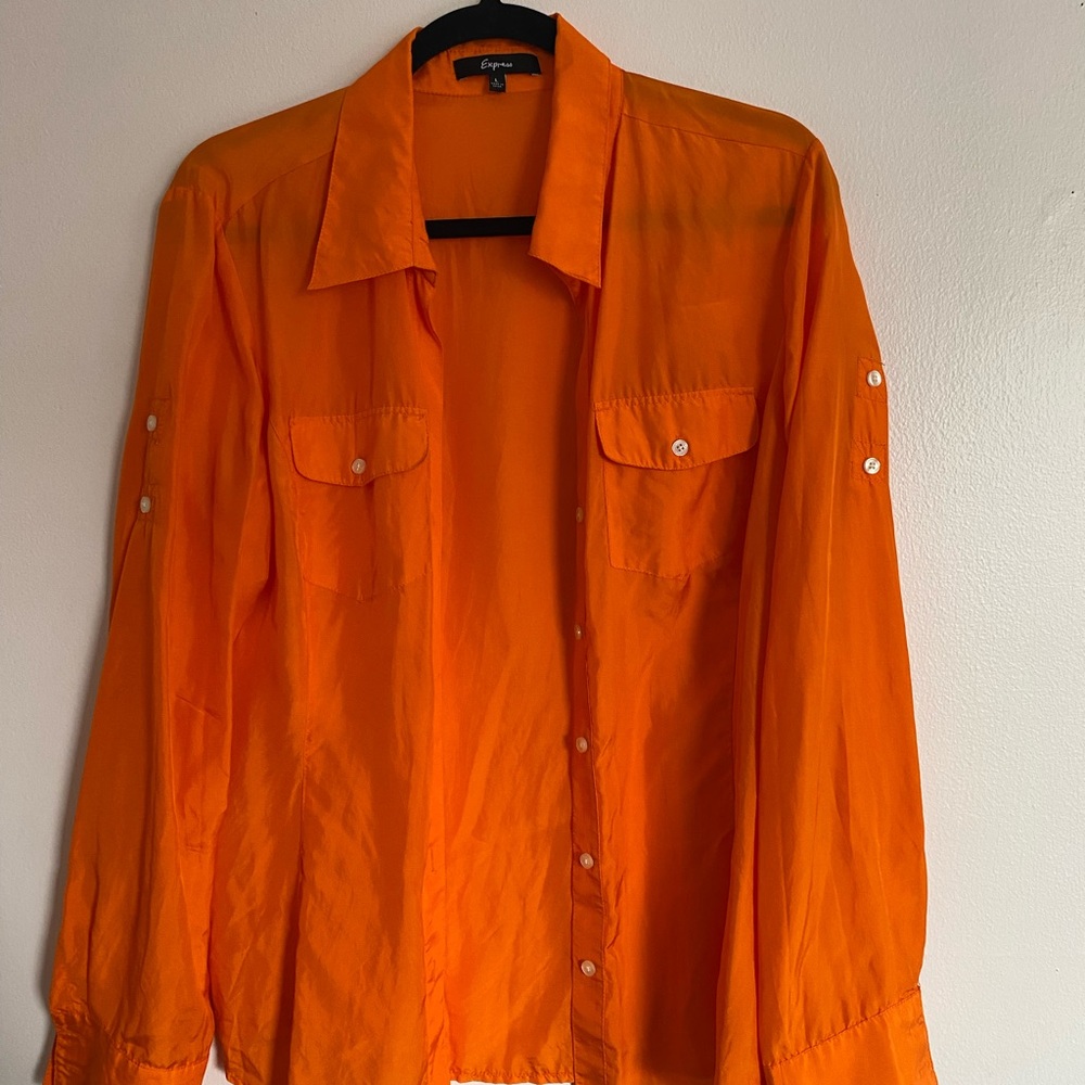 Express Orange Lightweight Shirt Jacket